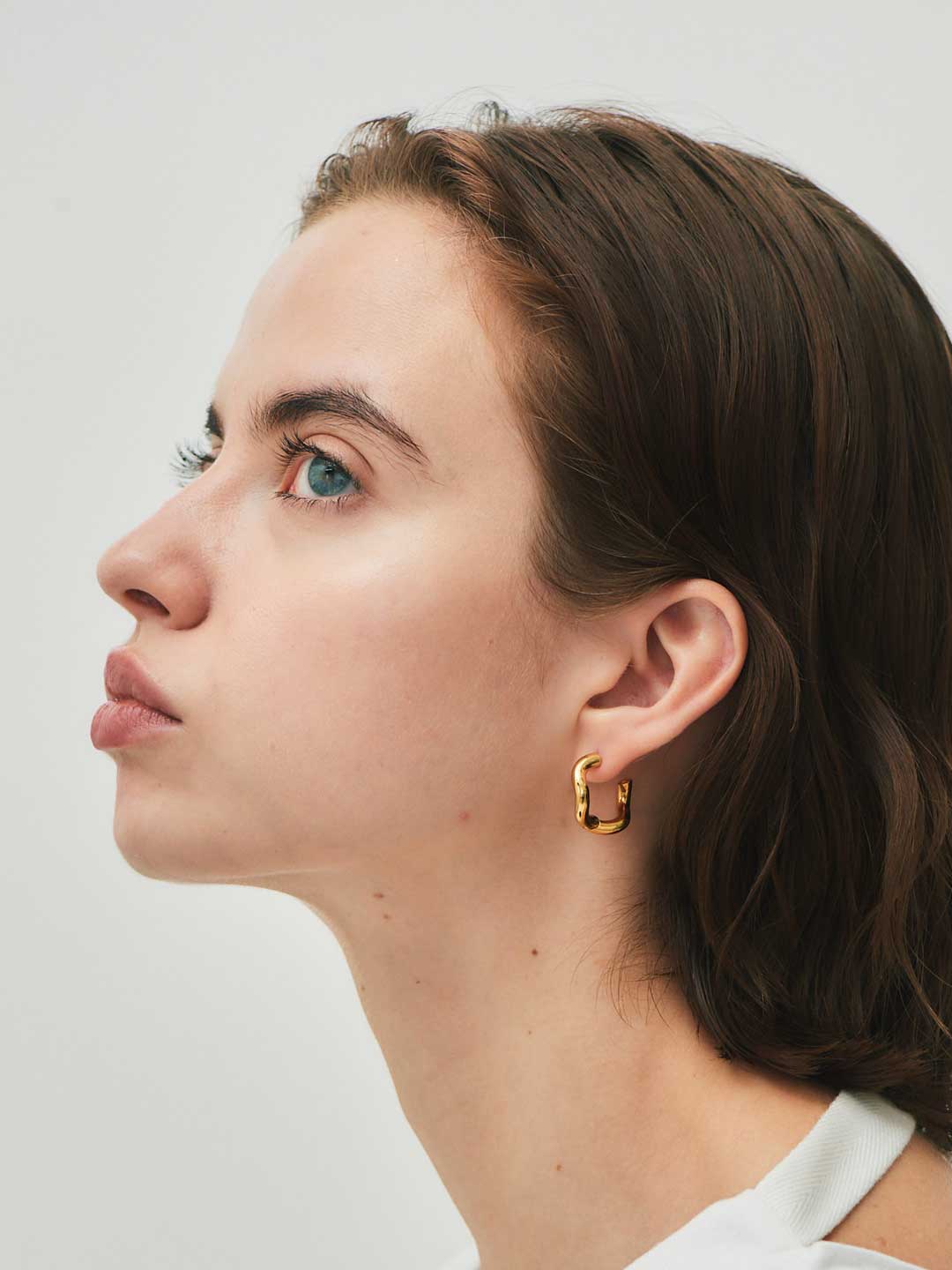 Wave Pierced PAIR Earrings - Yellow Gold