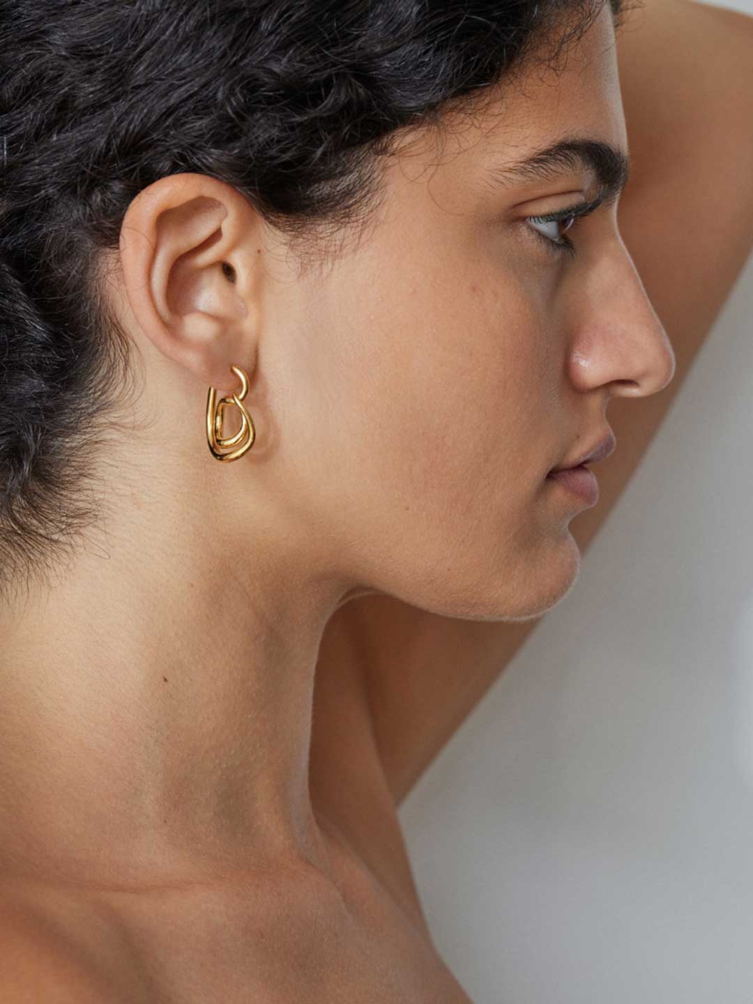 Creole Lasso Pierced Earrings - Yellow Gold