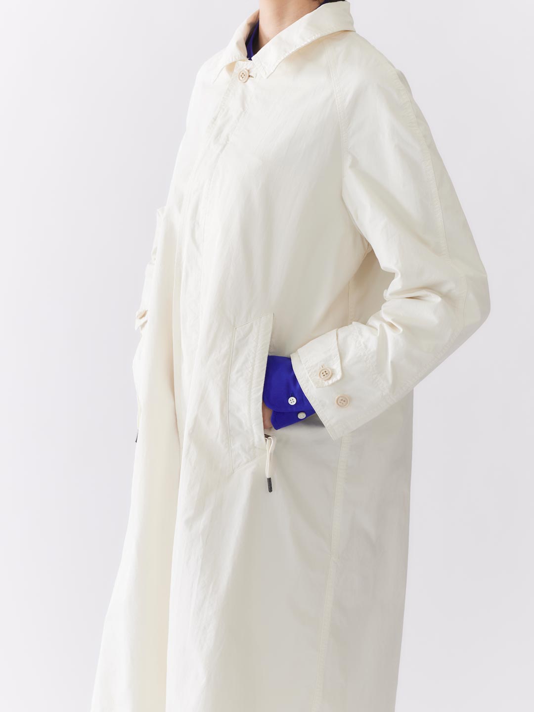 N/P Garment Dyed Balmacaan Coat - Ivory