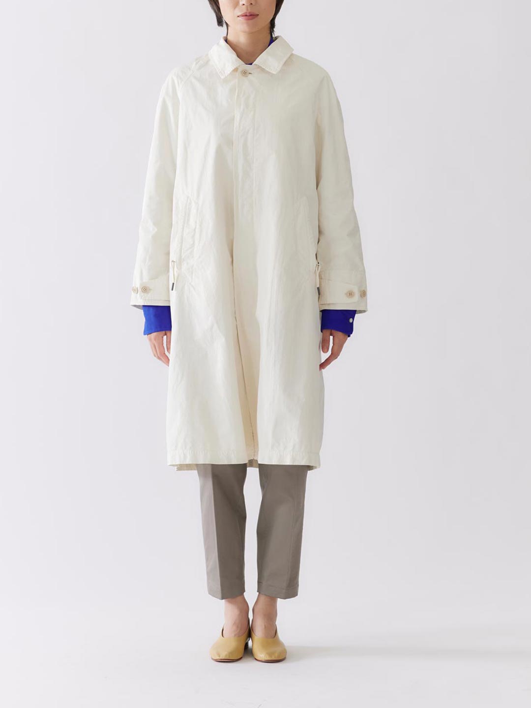 N/P Garment Dyed Balmacaan Coat - Ivory