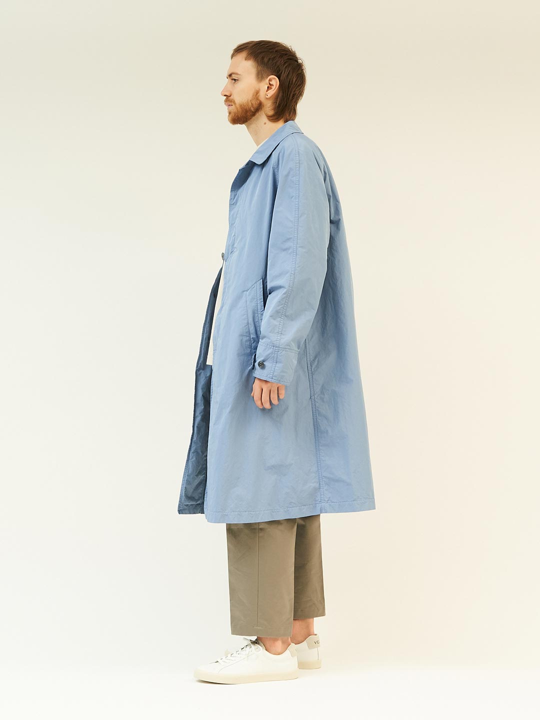 N/P Garment Dyed Balmacaan Coat - Light Blue