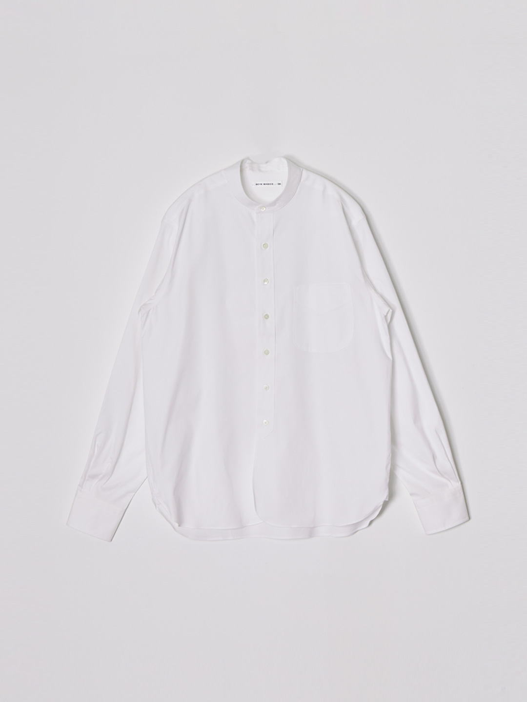 FINX Cotton Oxford Grandad Collar Shirt - Off White