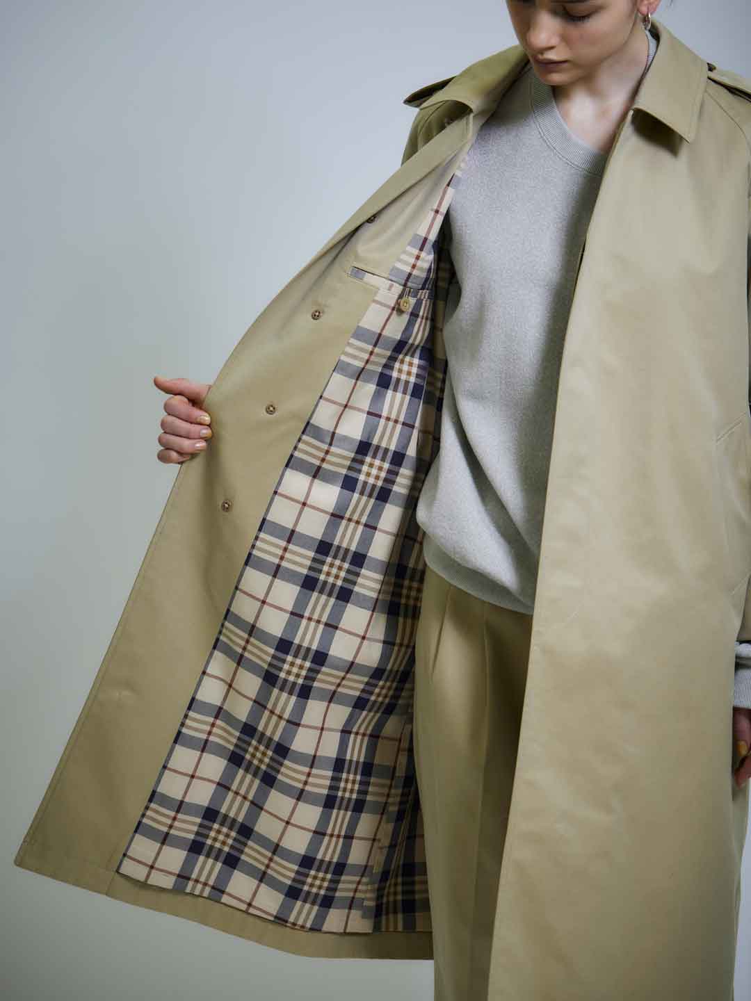 Cotton Gaberdine Single Breasted Trench Coat - Beige