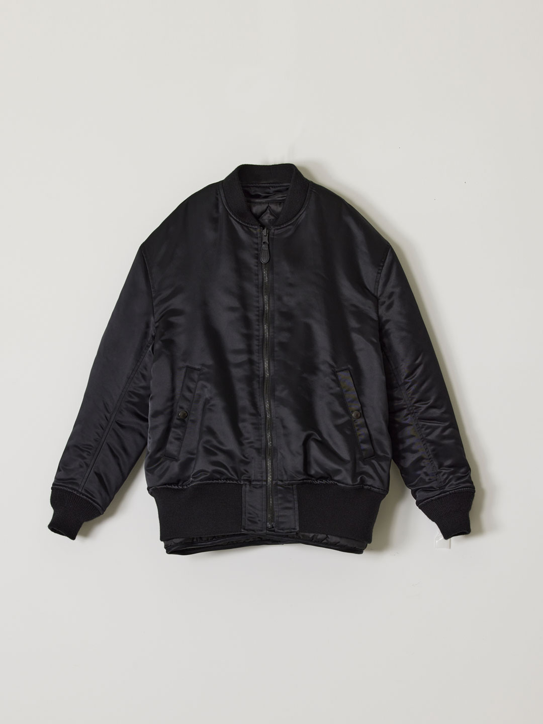 Nylon Cotton Twill Layered Bomber Jacket  - Black