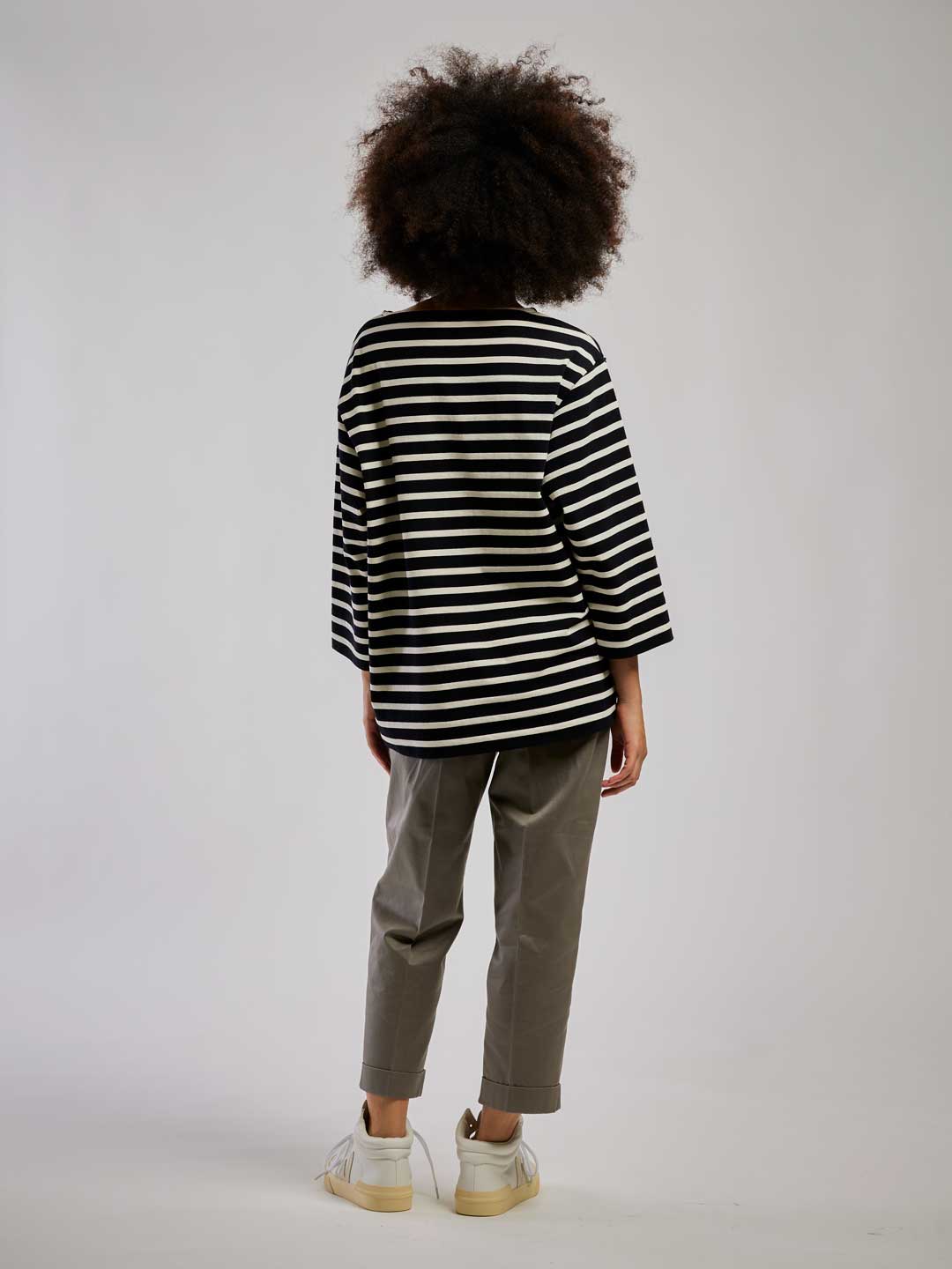 Striped Cotton Jersey Basque Shirt - Black