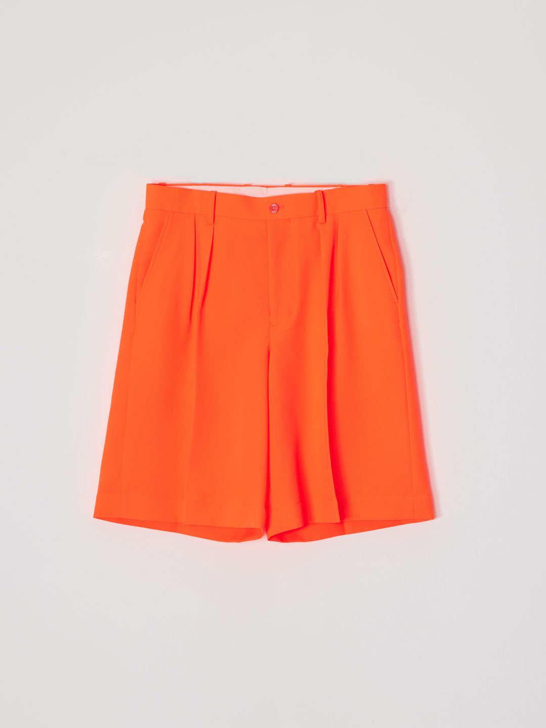 Polyester Pleated Shorts - Orange