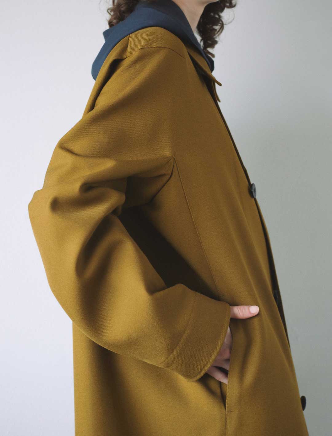 Spread Collar Darted Dolman Sleeve Overcoat - Moss