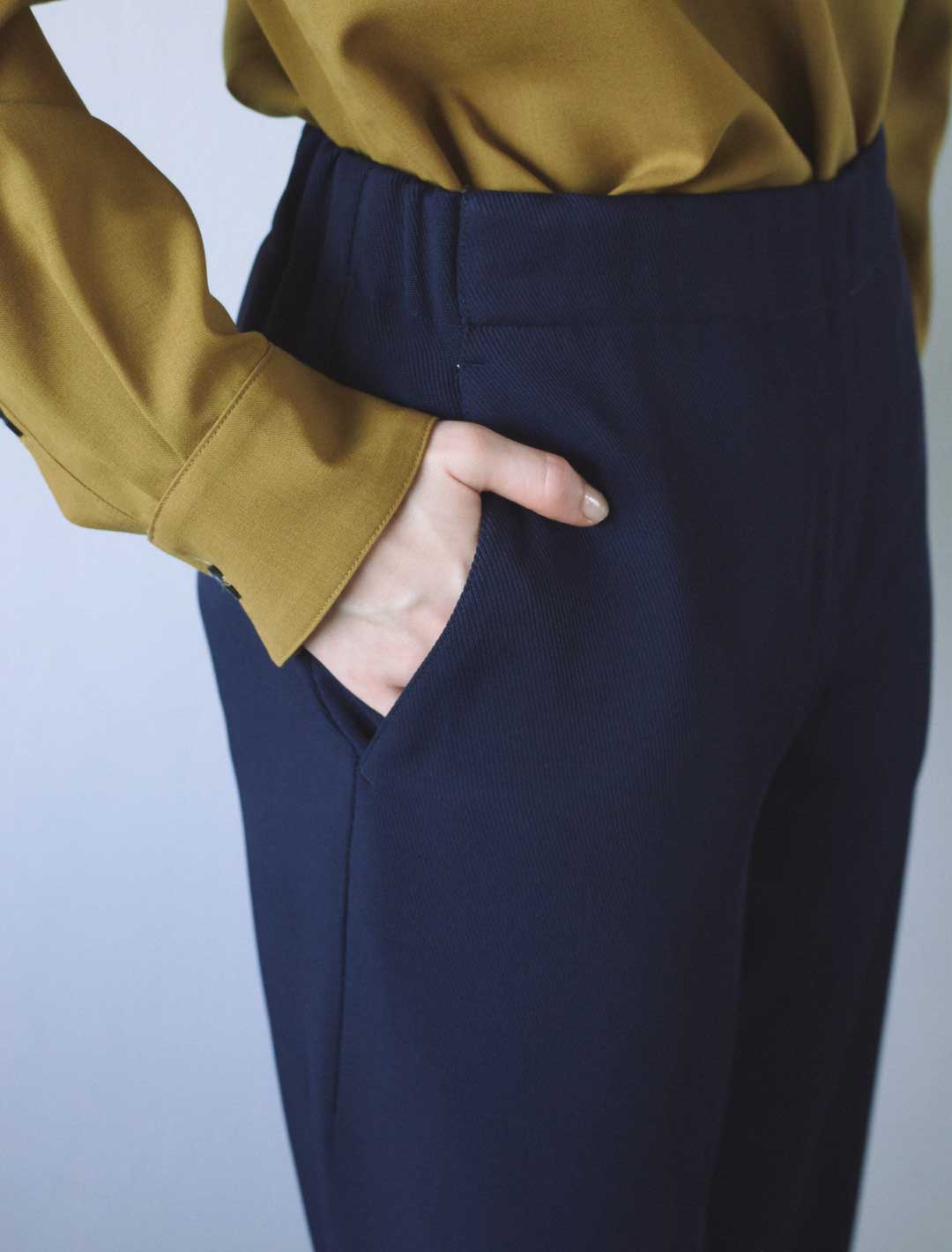 Straight Leg Trousers - Navy