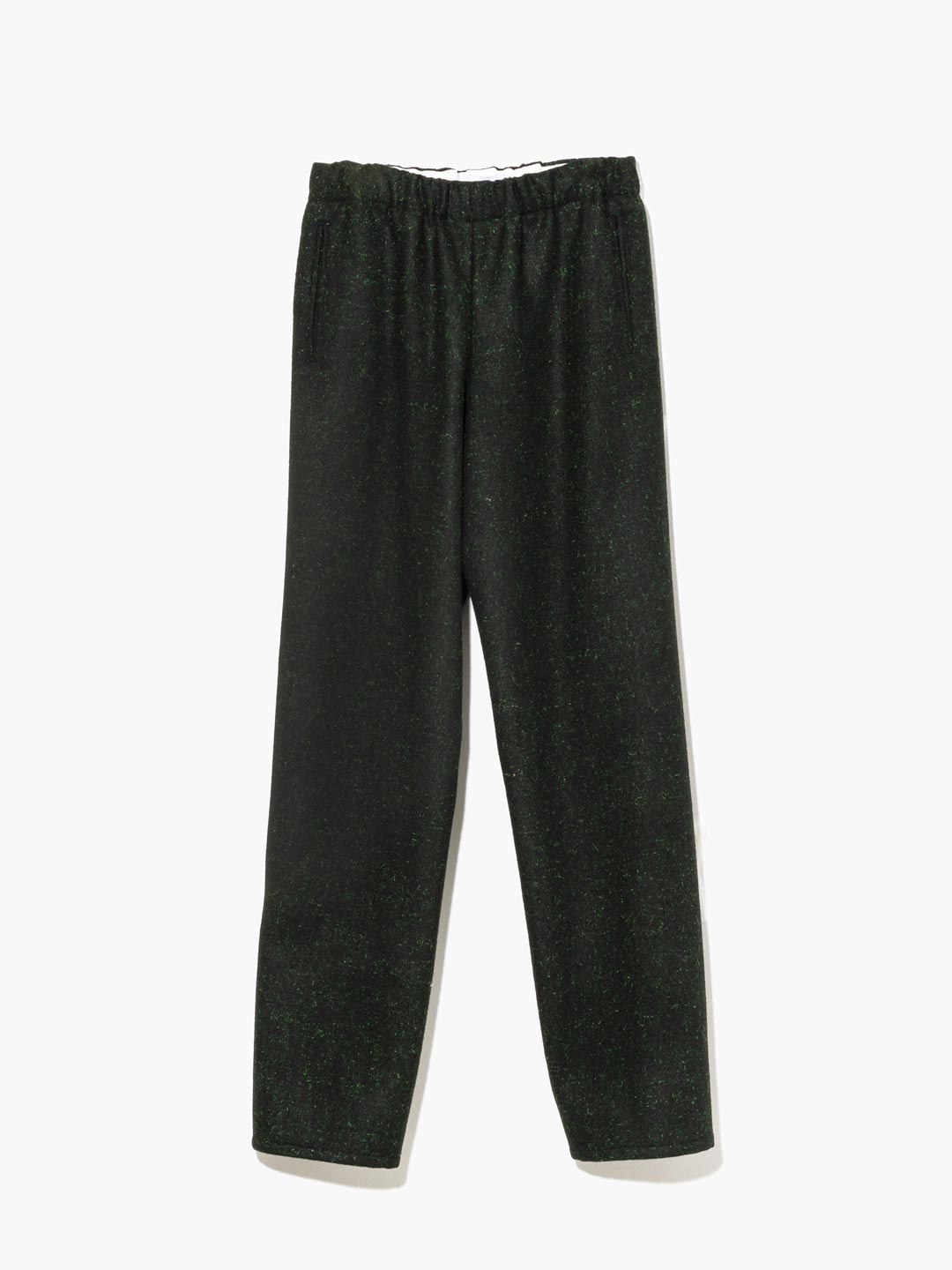 Wool Melton Drawstring Trouser - Dark Green