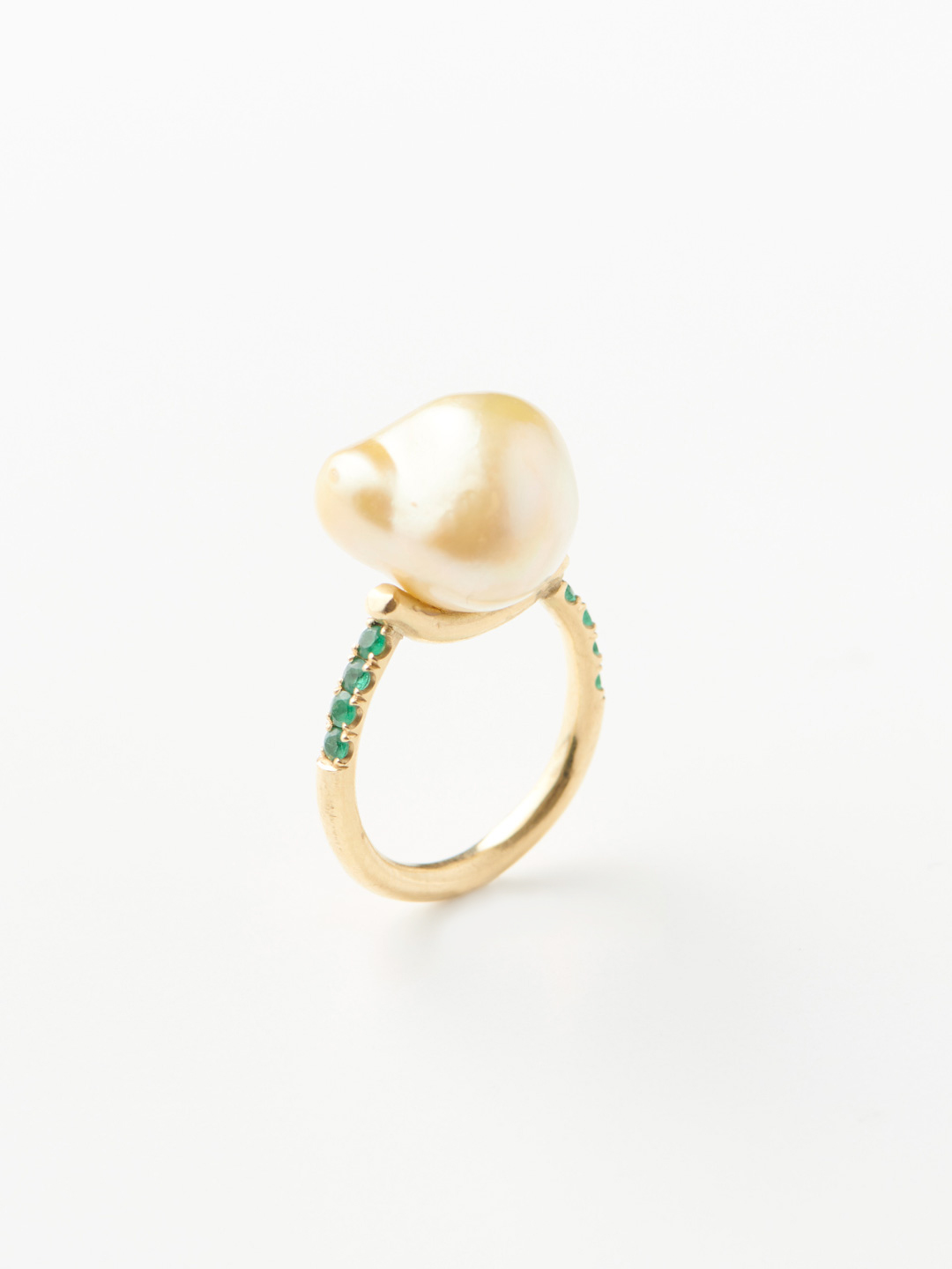 Emerald&South Sea Pearl Ring - Gold