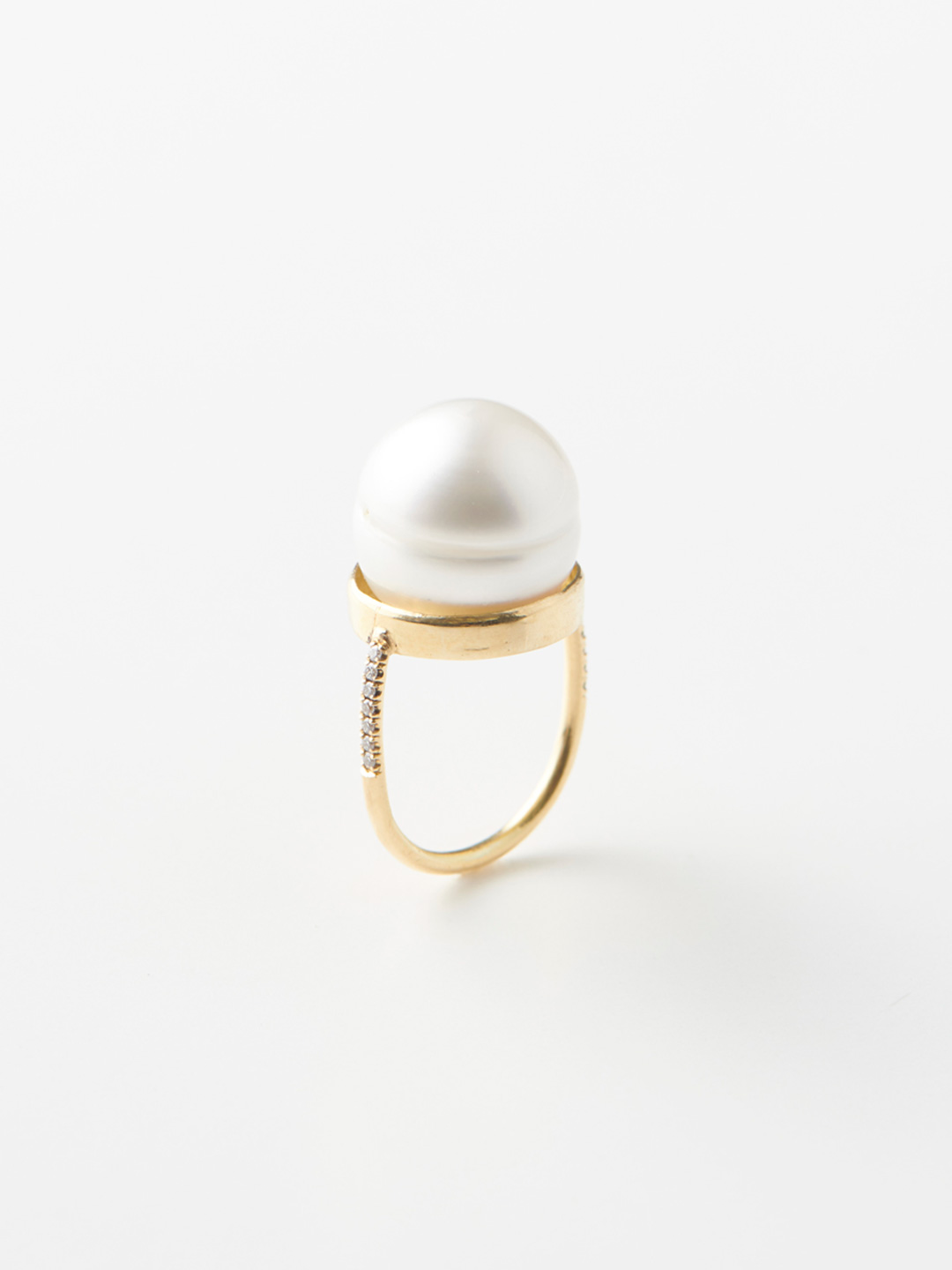 Moon Ring With Pave - Gold