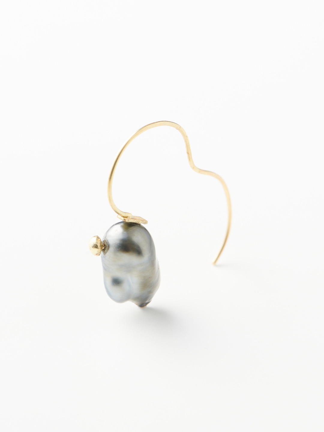 Large Keshi Pierced Earring - Gold