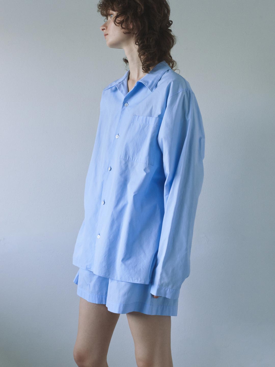 Cotton OX Pajama Shirt - Sax