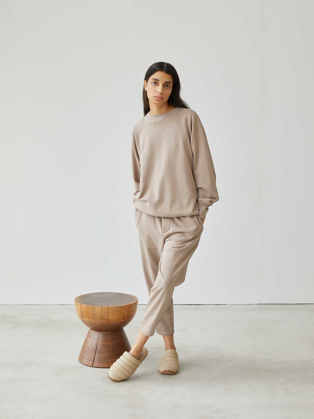 Organic Cotton Terry Trousers - Taupe