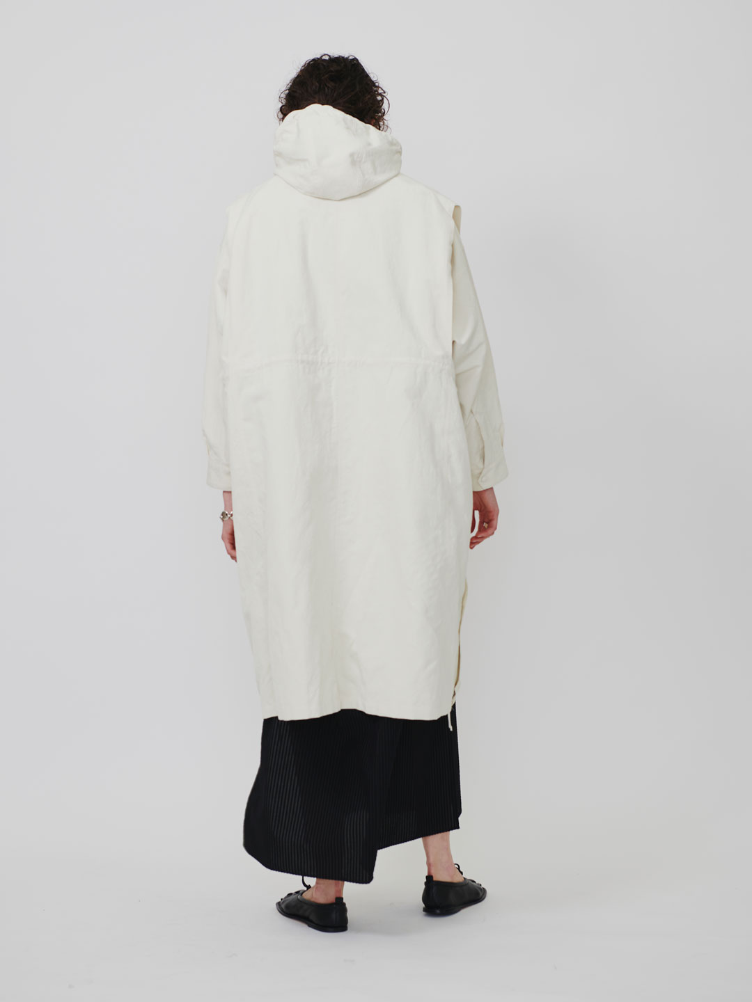 Asymmetry Front Anorak Coat - Off White