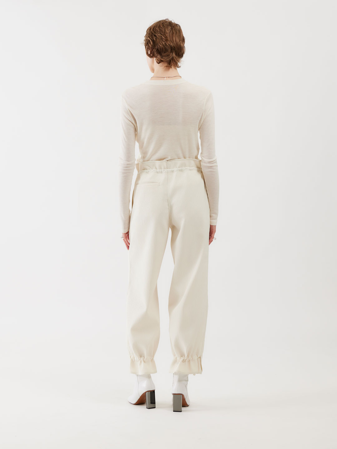 String Waist Oriental Trouser  - Off White
