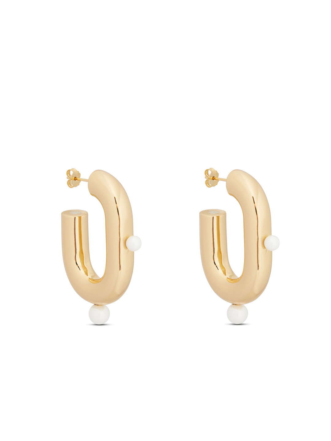 XL LINK Pearl Hoops - Yellow Gold