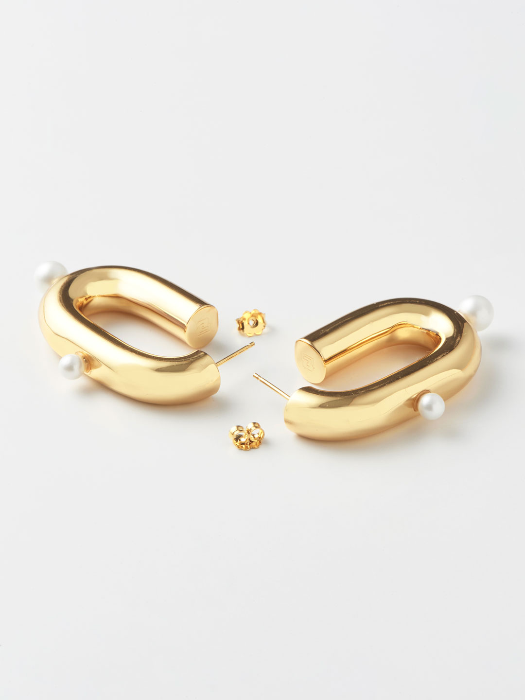 XL LINK Pearl Hoops - Yellow Gold