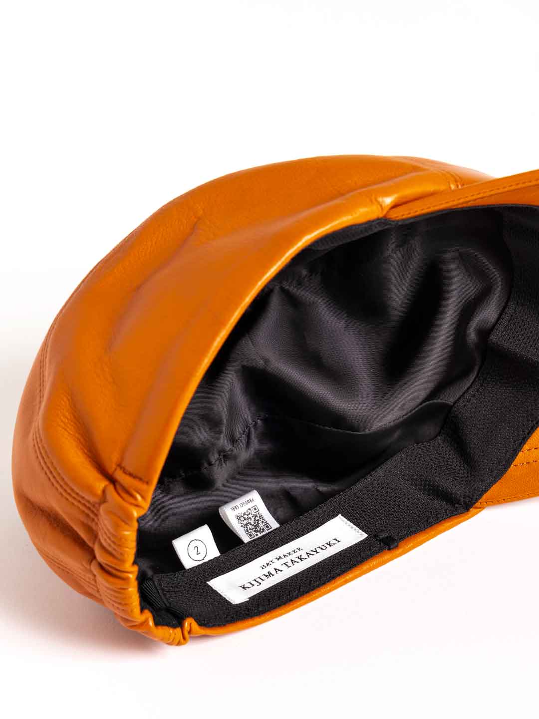 Lamb Leather Jet Cap - Orange