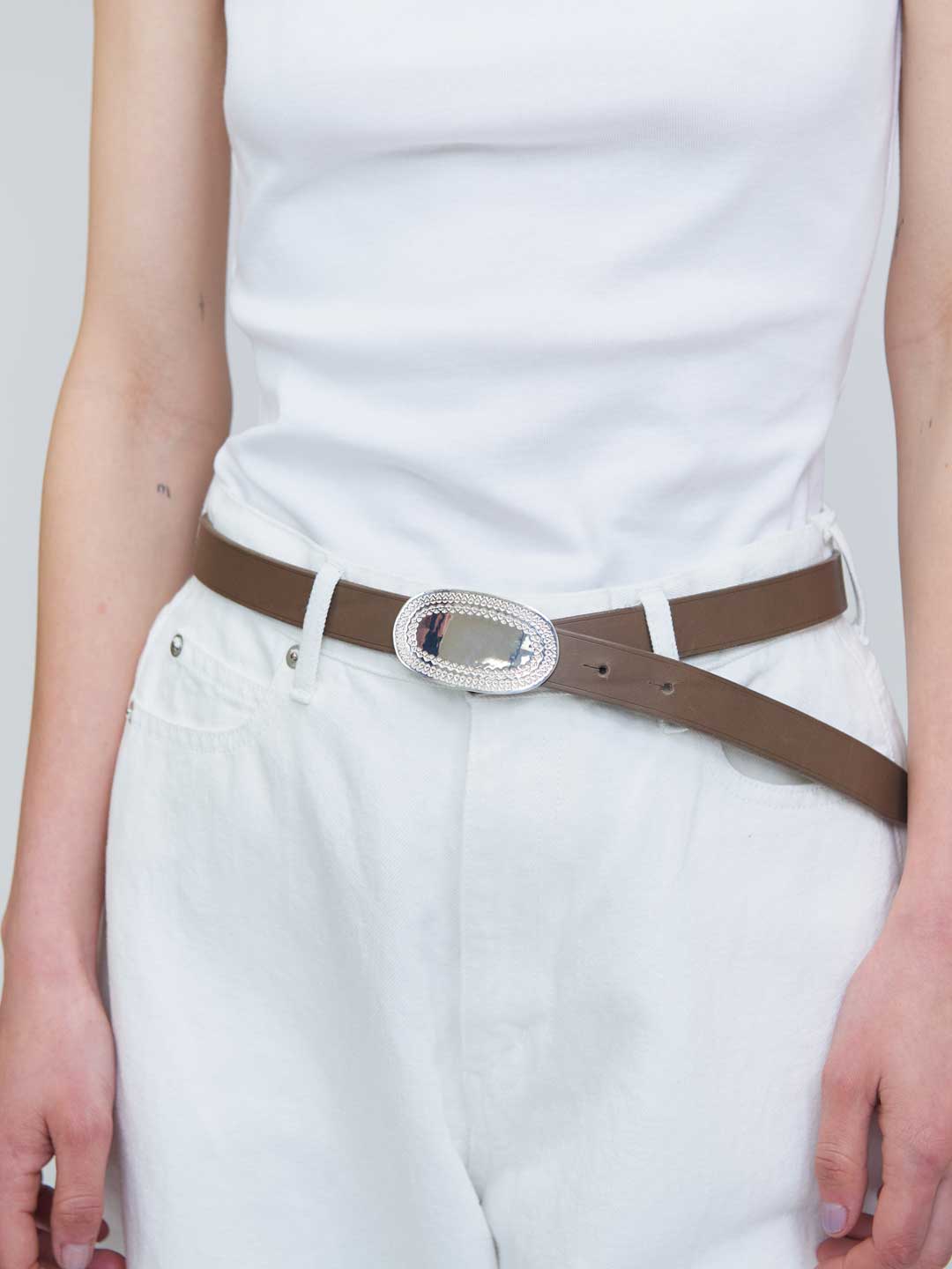 Leather Belt 110.5cm - Beige