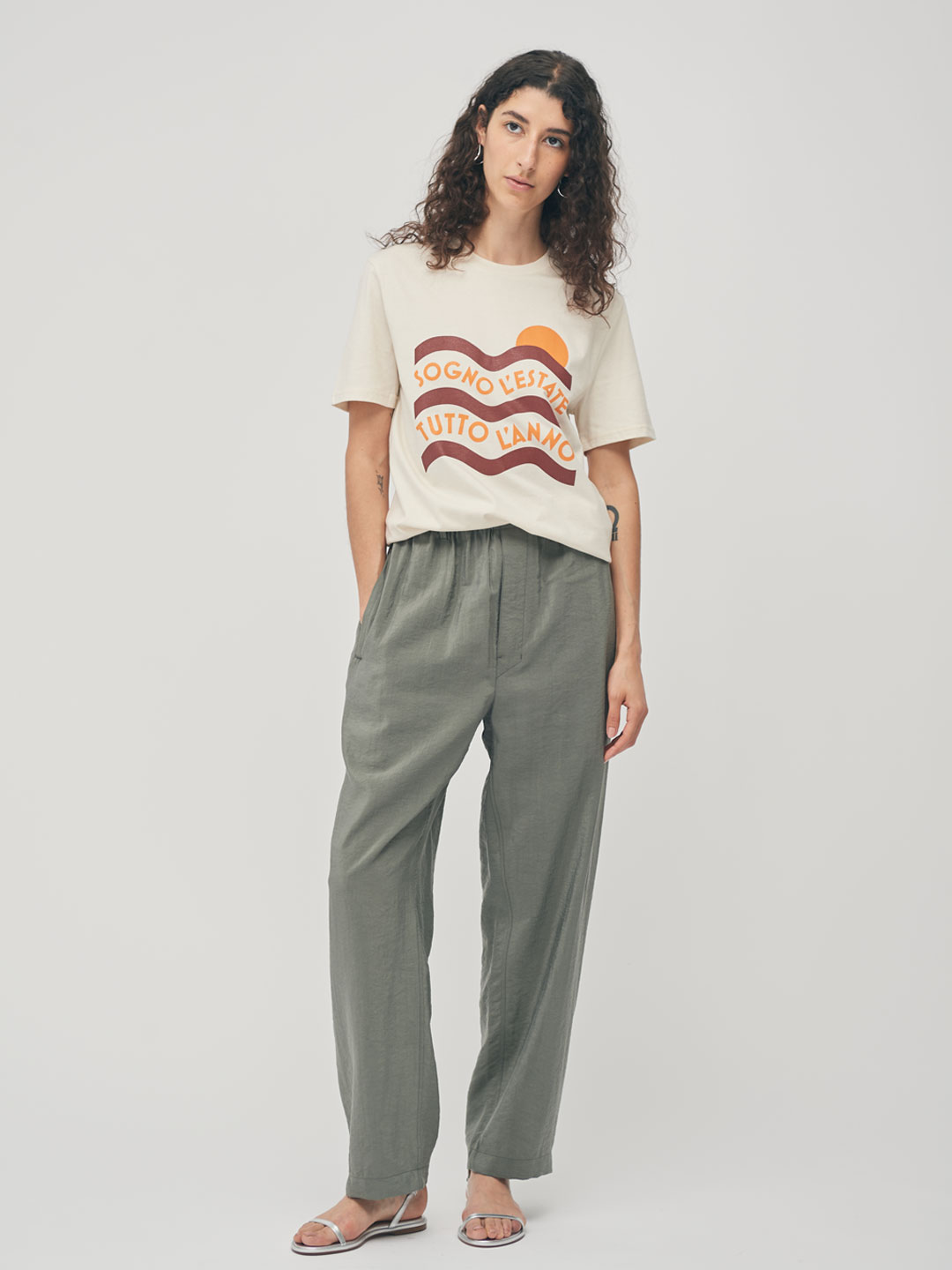 Gray Seamless Belted Trousers
