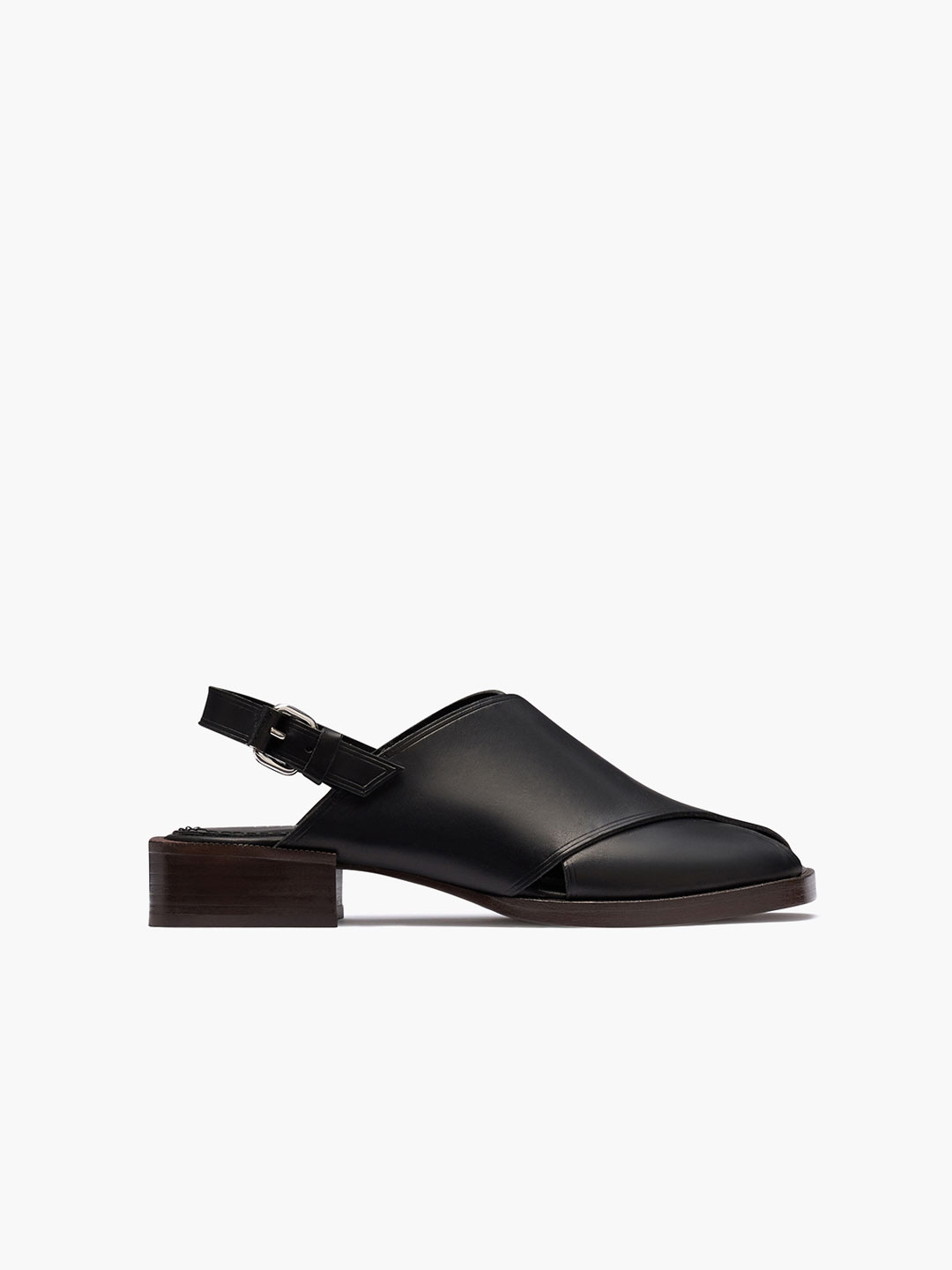 Cross Flat Sandals - Black