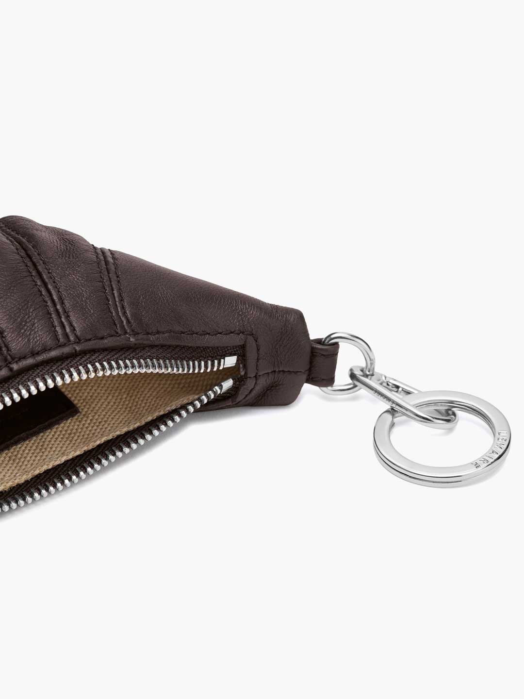 Mini Croissant Keyring Nappa Leather - Dark Brown