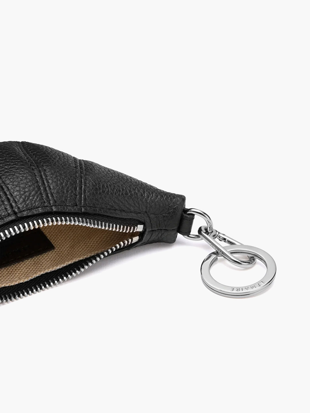 Lemaire キーリング MINI CROISSANT KEYRING Lemaire Mini Croissant Key Ring in Black Curated at Jake and Jones