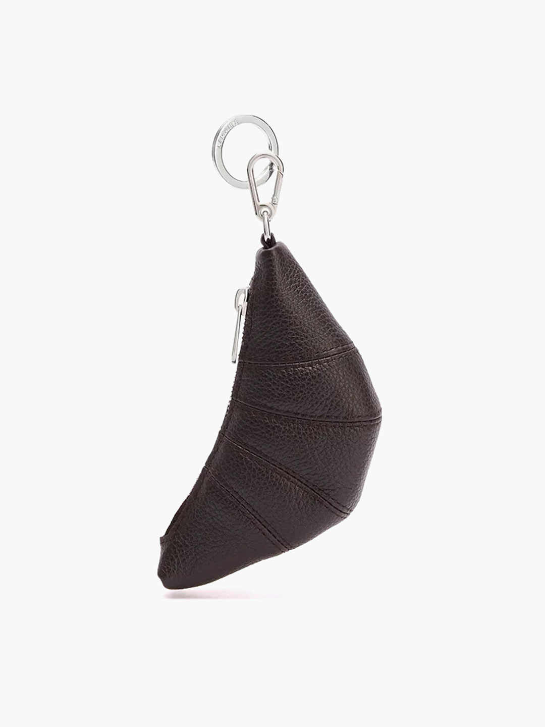 Mini Croissant Keyring Grained Leather - Dark Brown