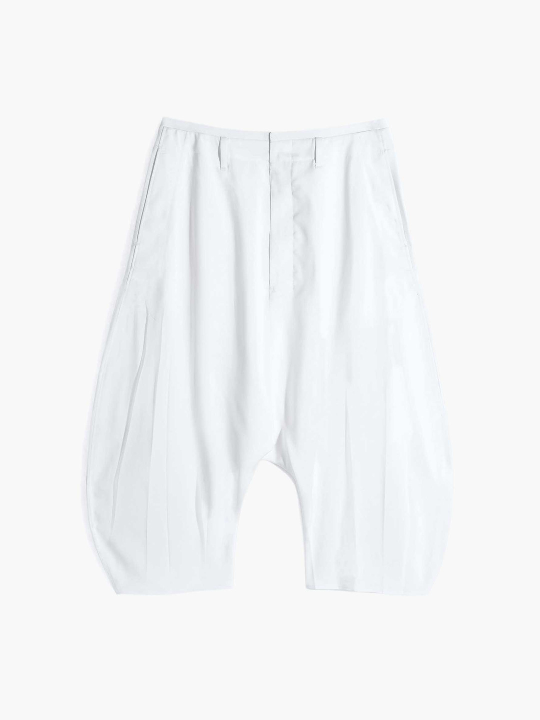 Creased Dropped Crotch Bermudas - Ivory