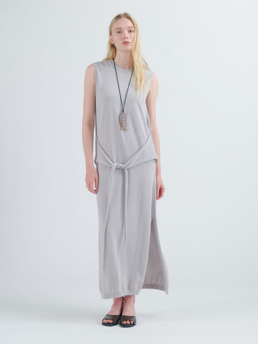 Sleeveless Knotted Dress - Off White