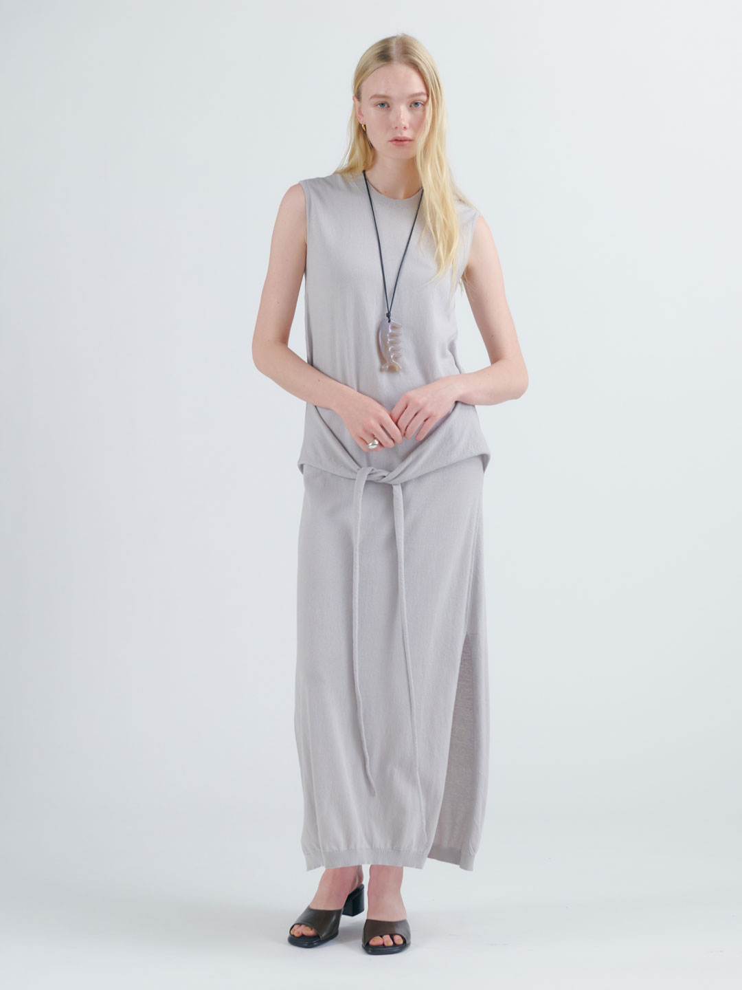Sleeveless Knotted Dress - Off White