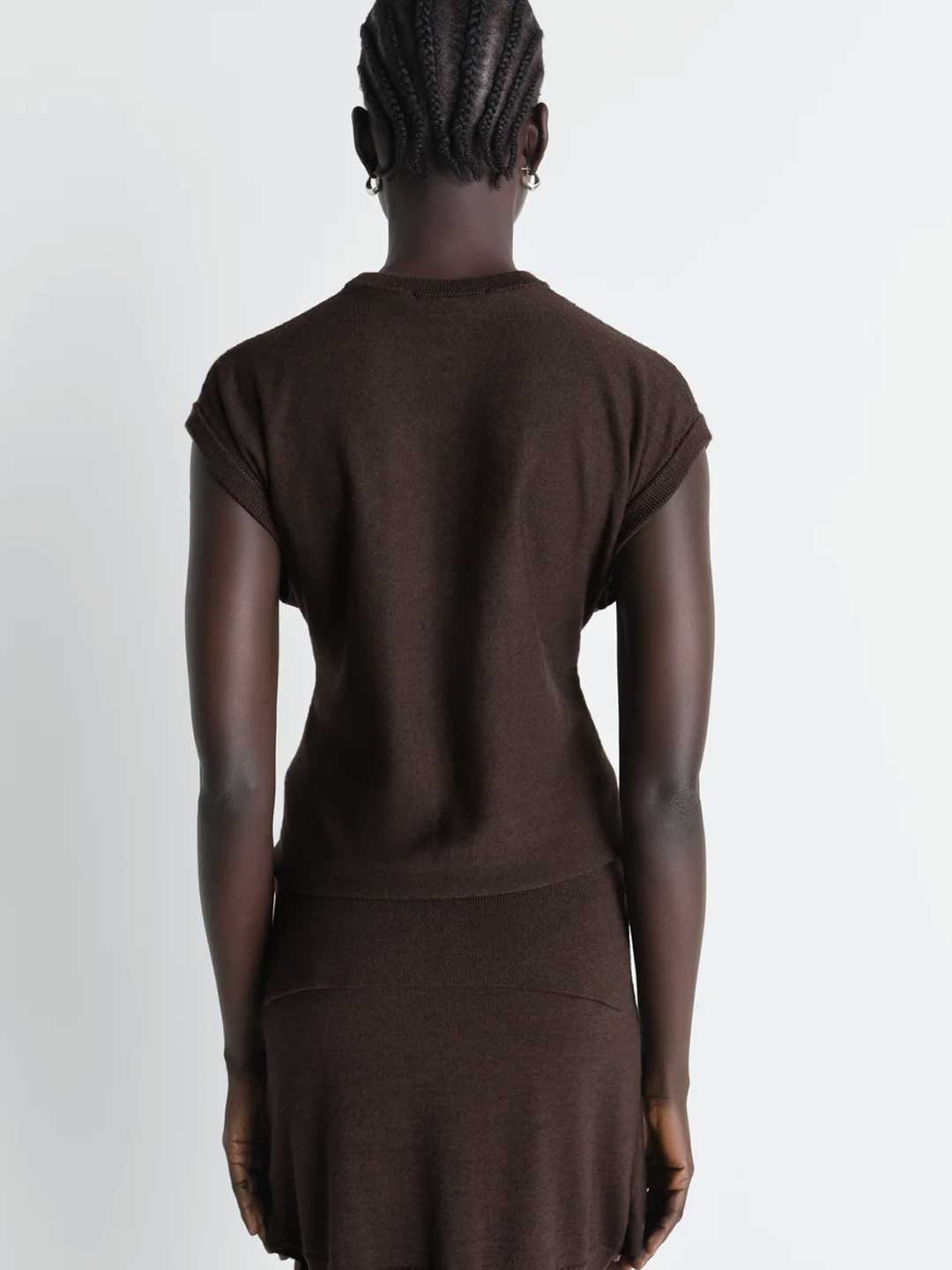 Sleeveless Buttoned Top - Dark Brown