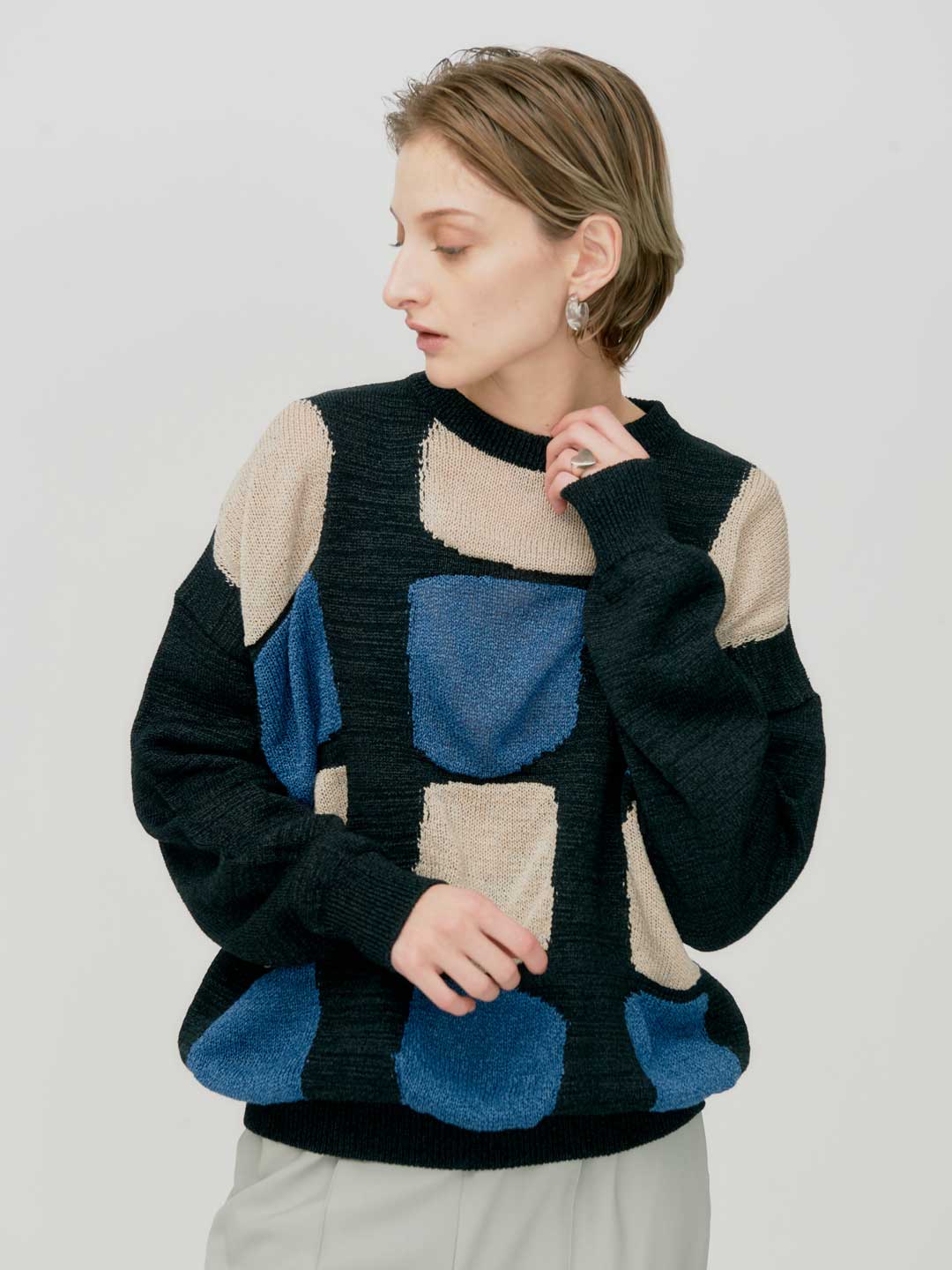 Washi Paper Patchwork Sweater - Black