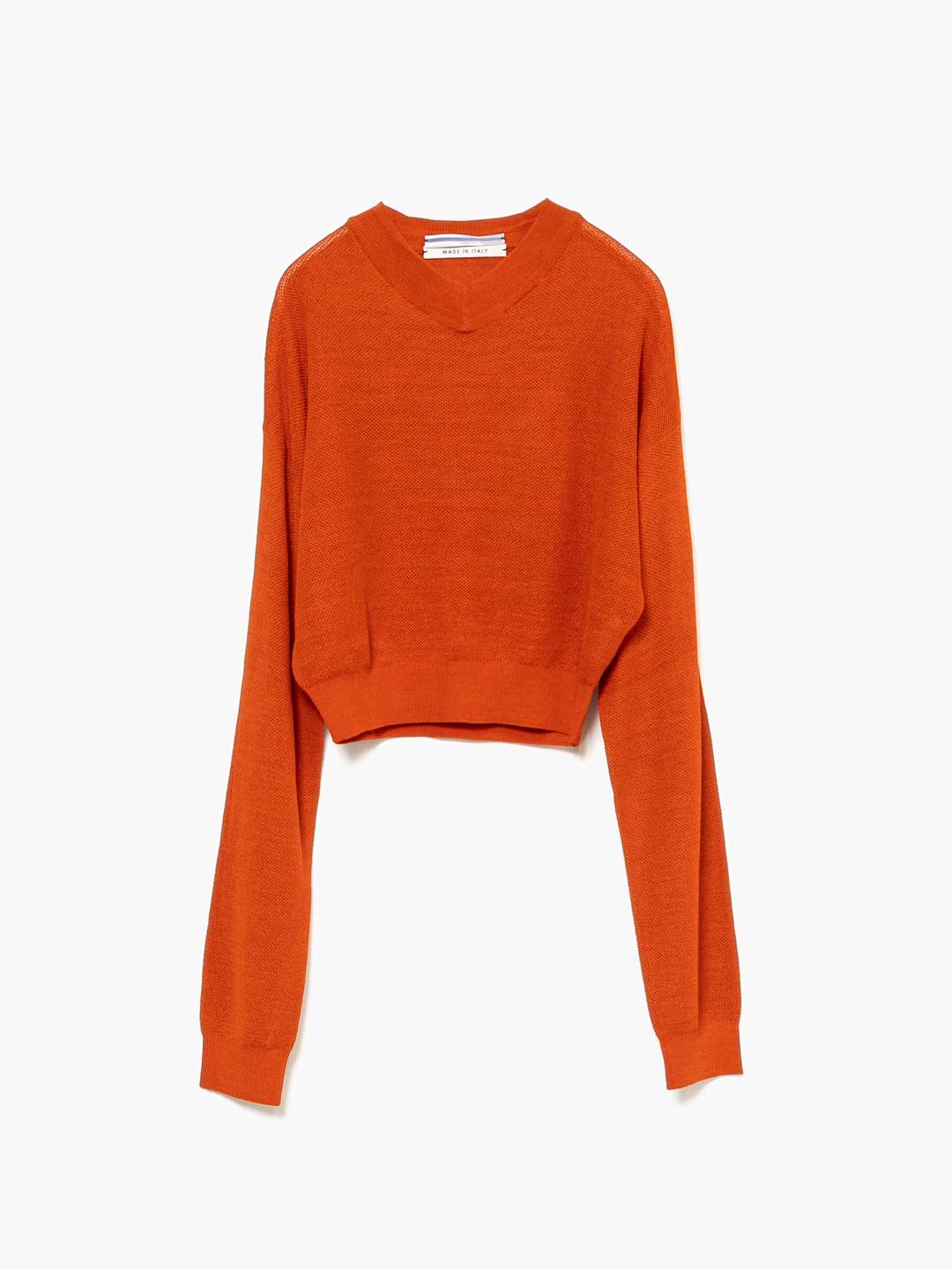 Silk V Neck Sweater - Orange