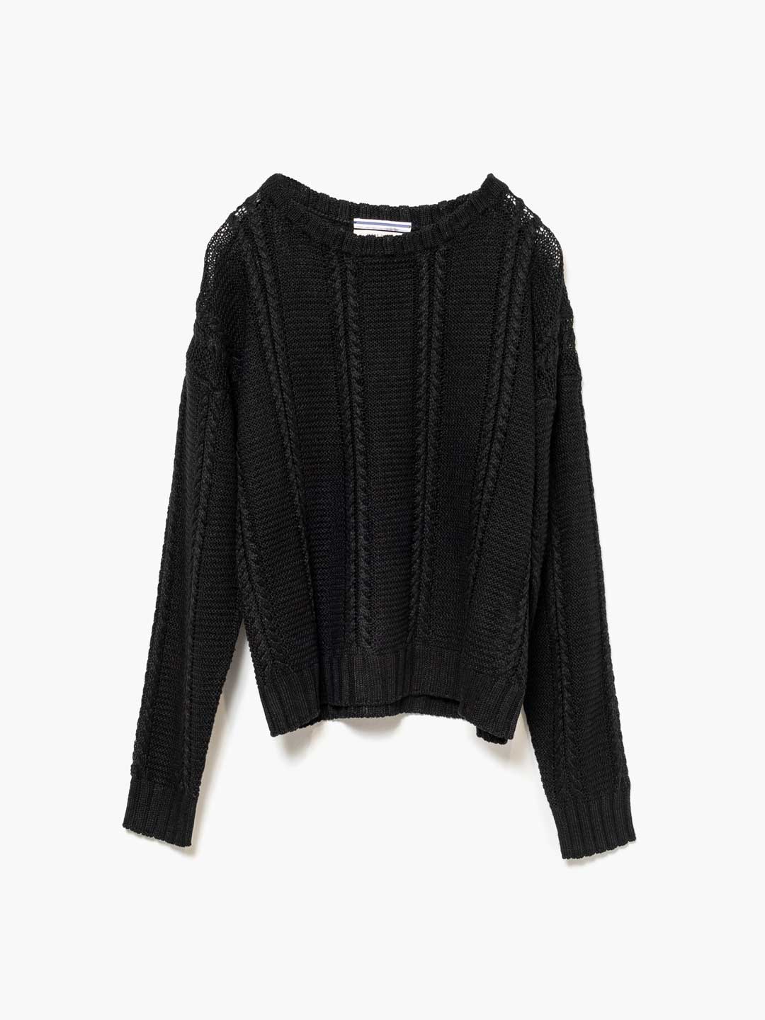 Linen Cable Knit Sweater - Black