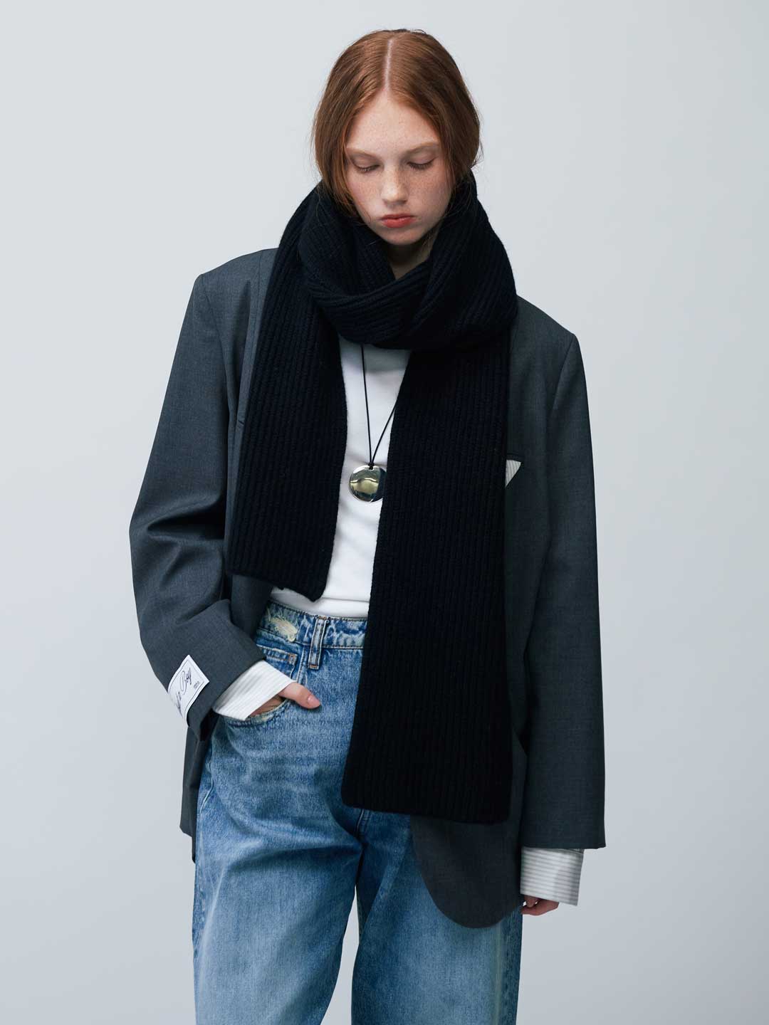 CristaSeya(クリスタセヤ) | カシミヤ&キャメル リブ ロング スカーフ