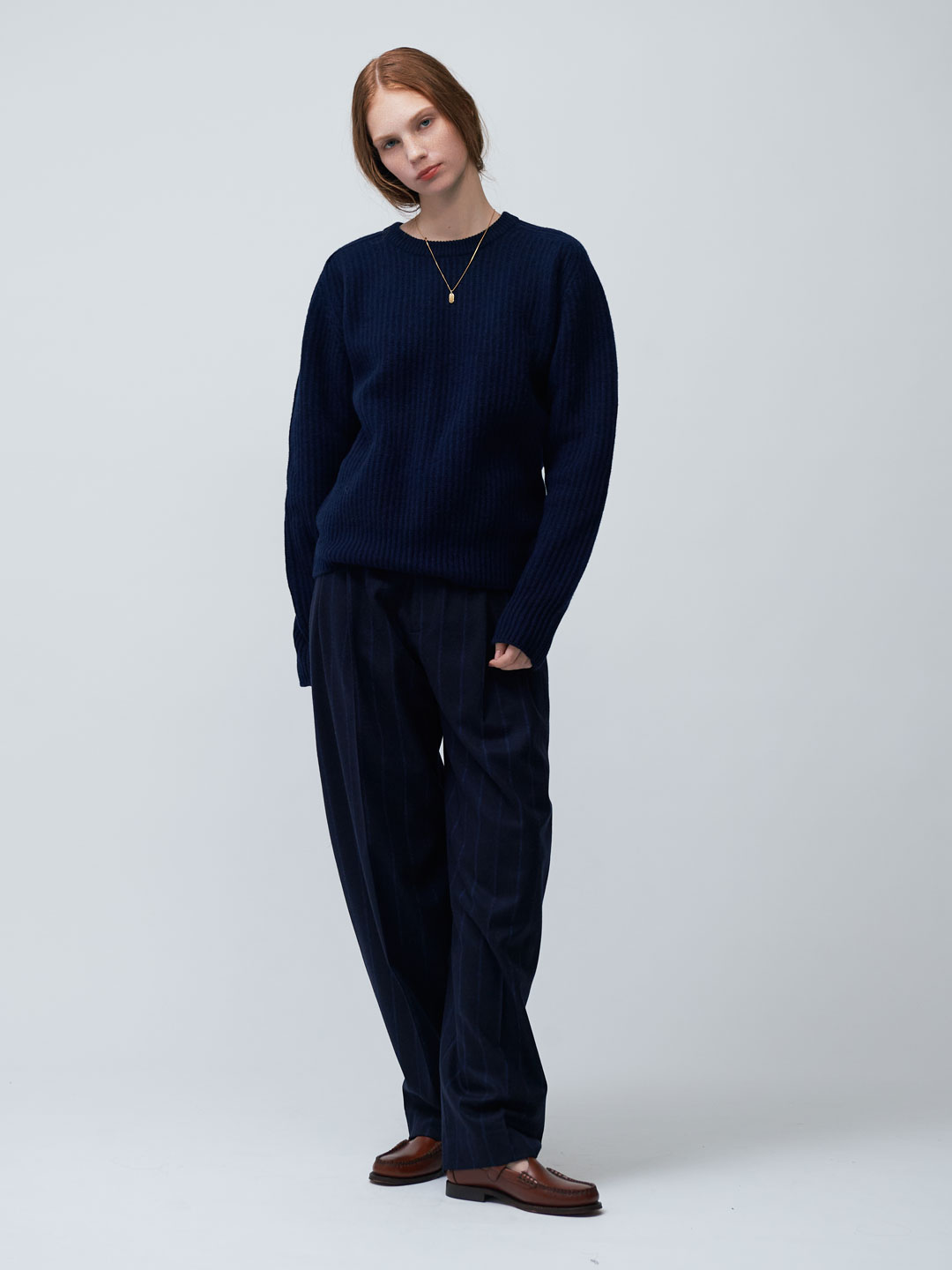 Resurrection ネイビーセーター CristaSeya(クリスタセヤ) | カシミア & ウール マキシリブ ラグラン