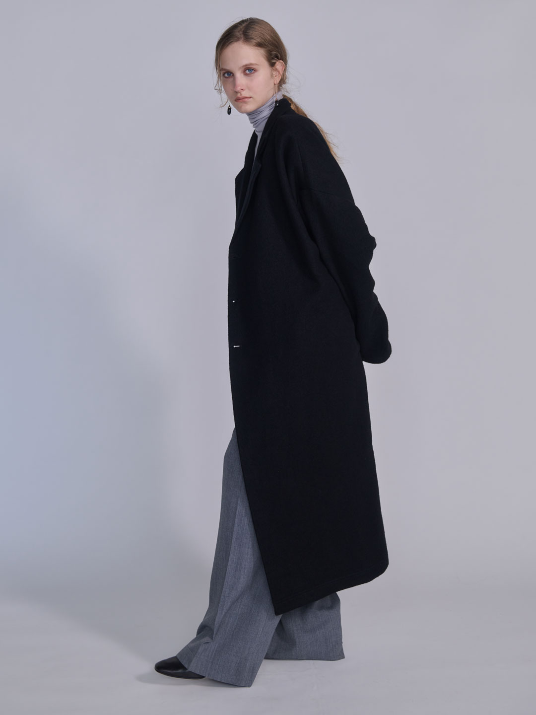 CristaSeya(クリスタセヤ) | ウールロングコート - ブラック