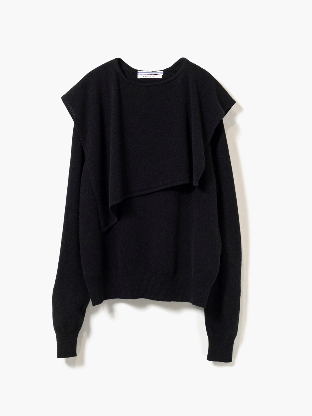 Flannel Sailer Collar Sweater - Black