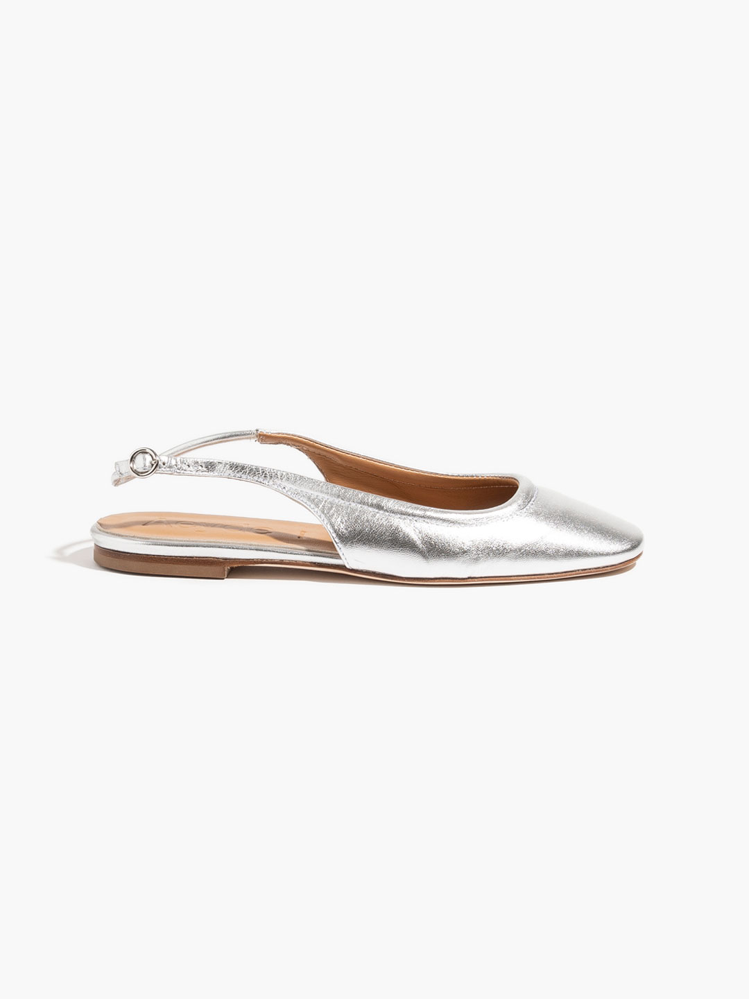 Dani Laminated Nappa Leather Flat Shoes - Silver
