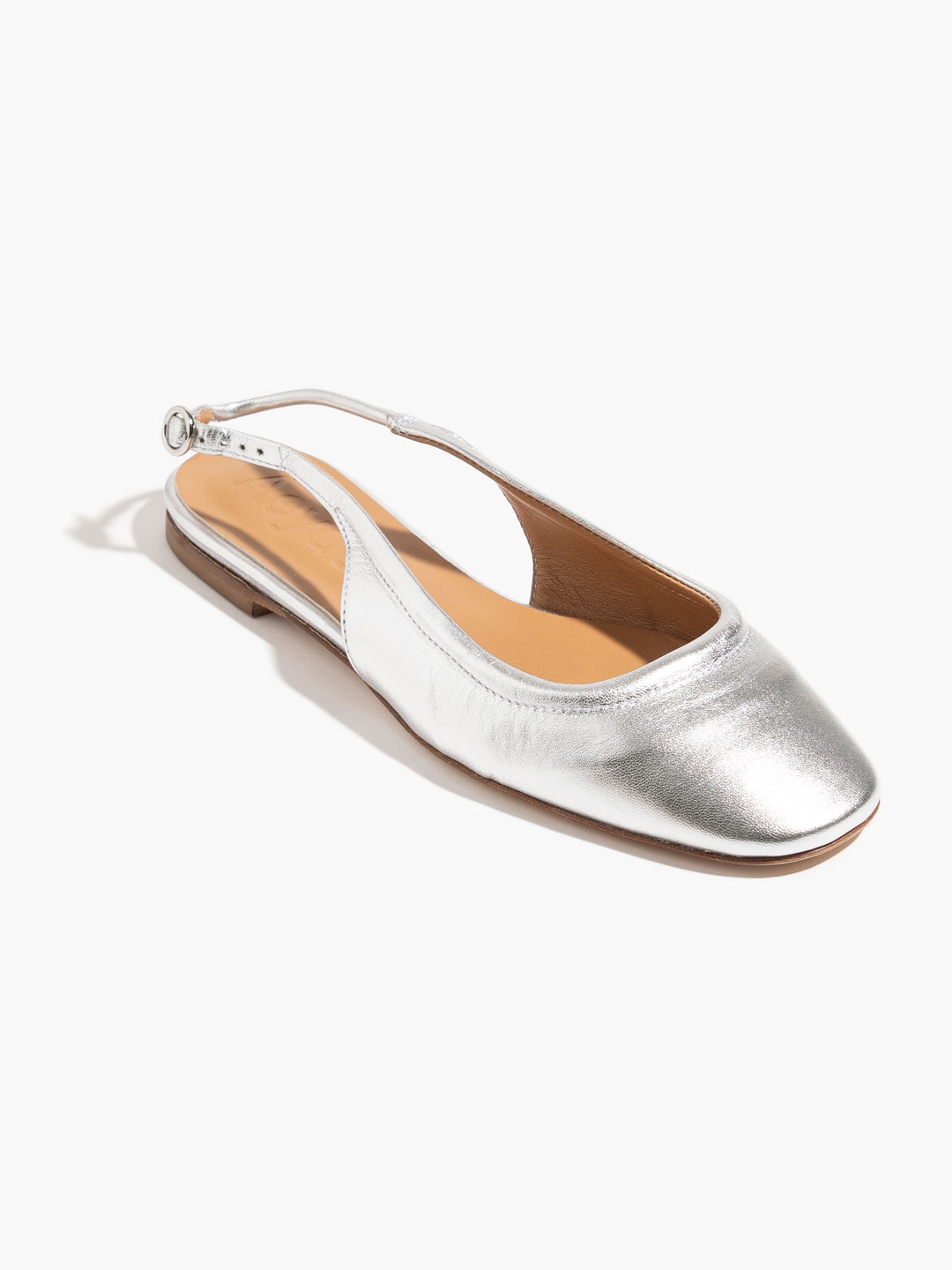 Dani Laminated Nappa Leather Flat Shoes - Silver