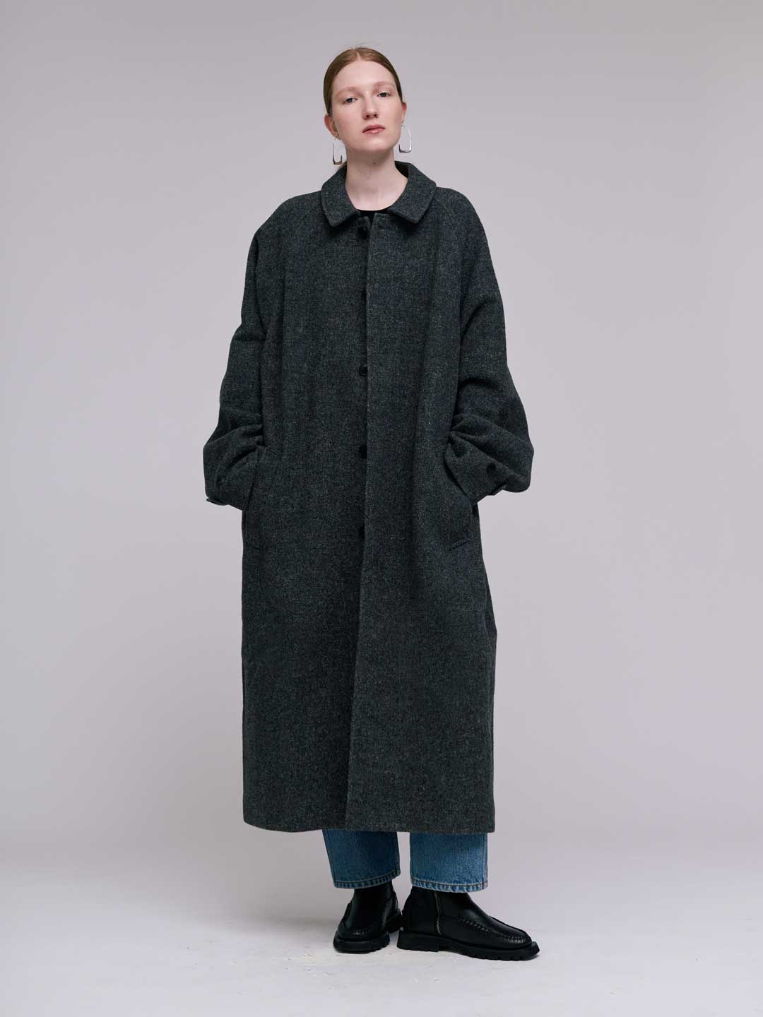 ヨーコサカモト　グレー コート YOKO SAKAMOTO ヨーコサカモト ウィーバーズハオリコート