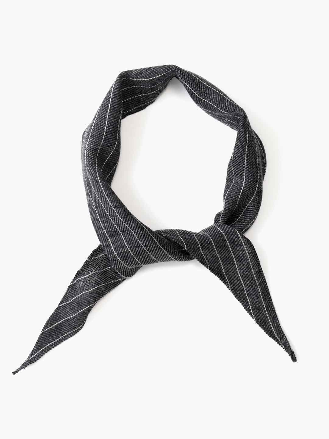 Silk Wool Short Scarf - Charcoal Gray