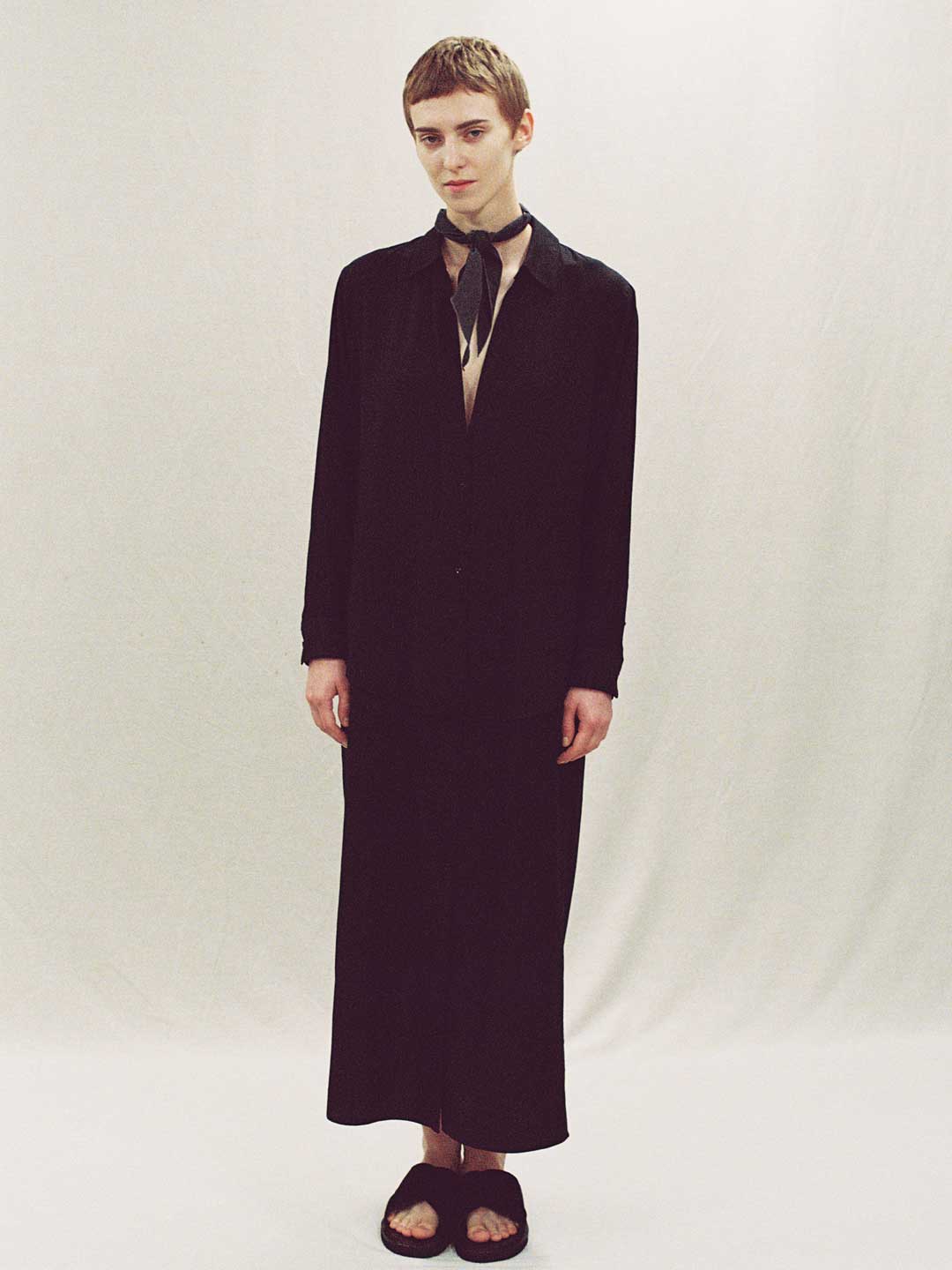 Double Pleated Wide Easy Pants - Navy