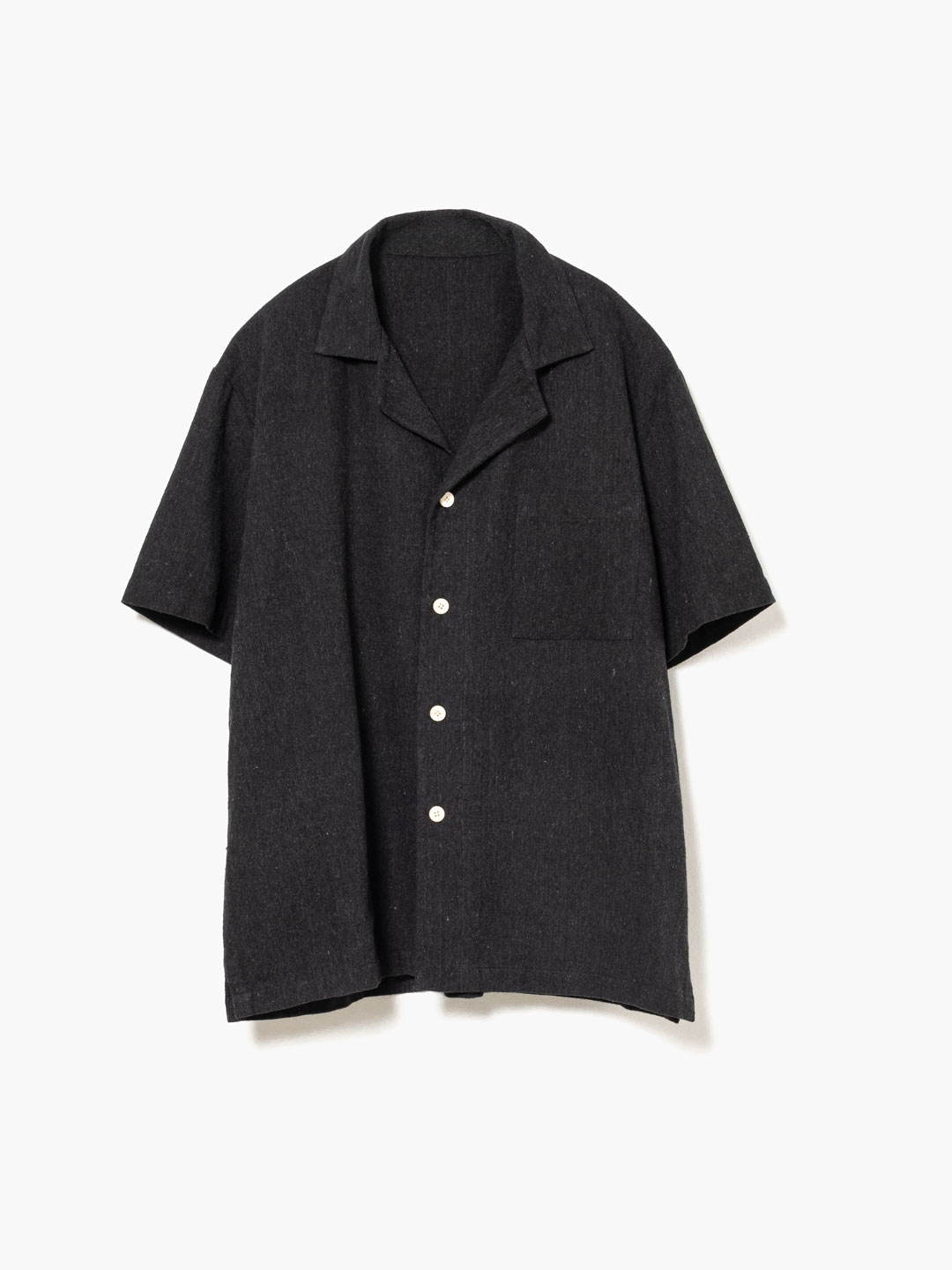 Handspun Hemp Open Collar Shirts - Black