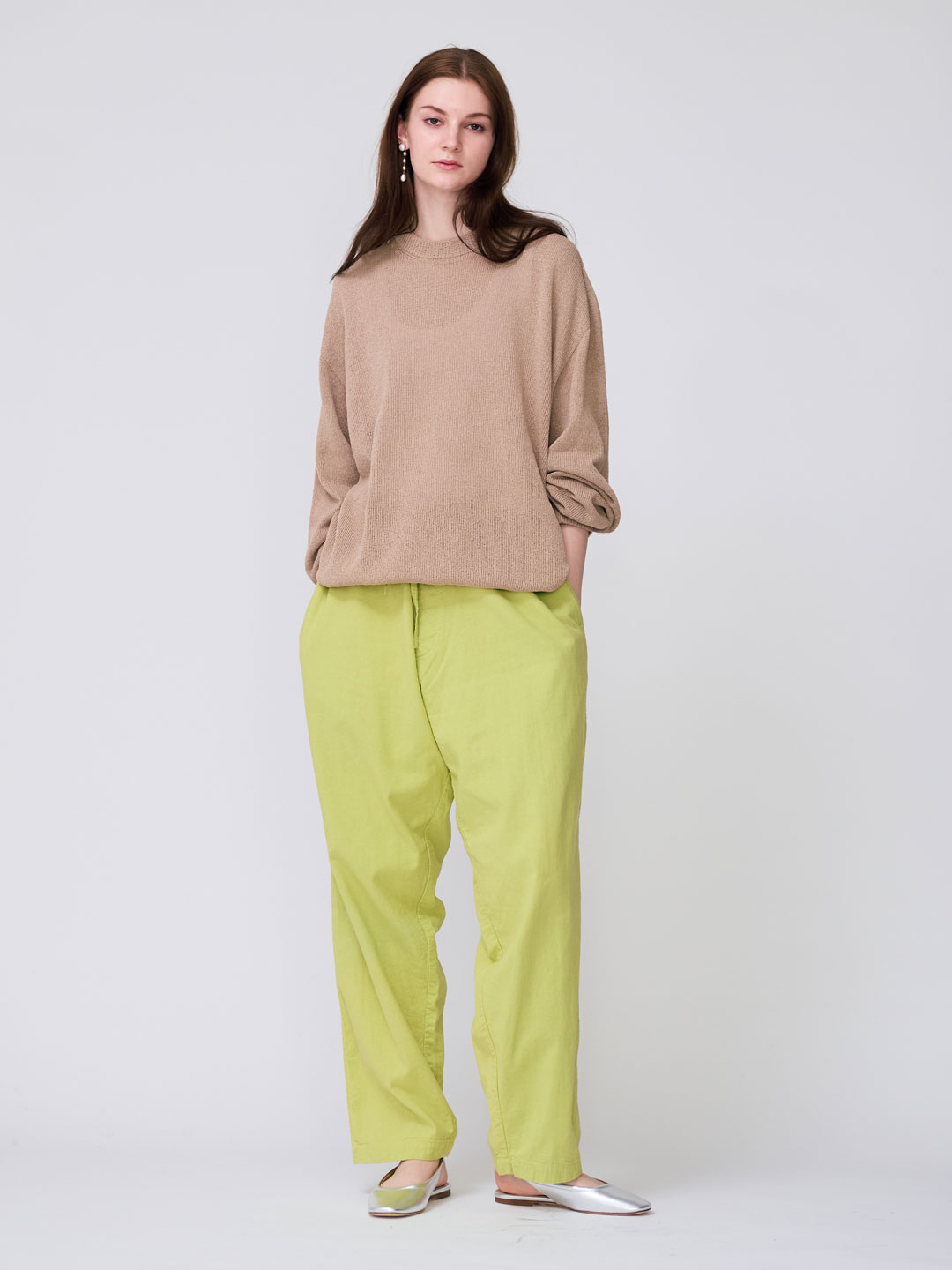 Uneven Double Cloth Pants - Light Green