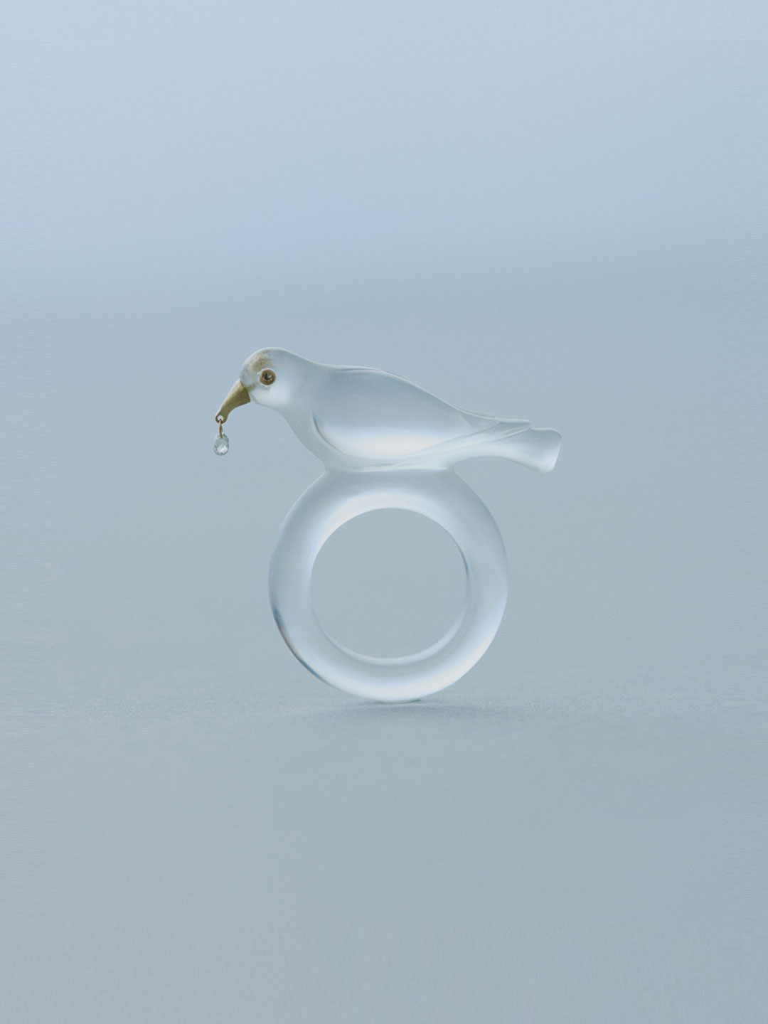 水精 K18 Rock Crystal Alouette Ring - Yellow Gold