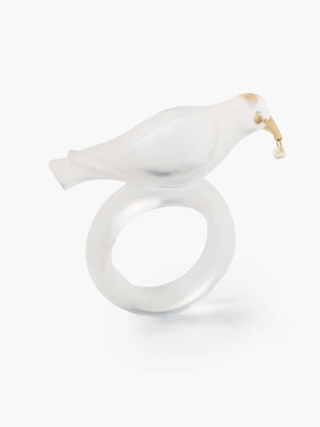 水精 K18 Rock Crystal Alouette Ring 【su001】 - Yellow Gold