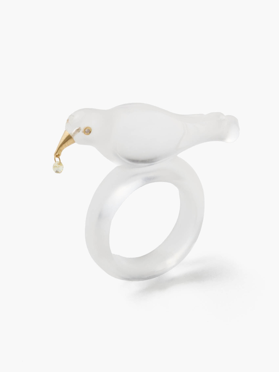 水精 K18 Rock Crystal Alouette Ring 【su001】 - Yellow Gold